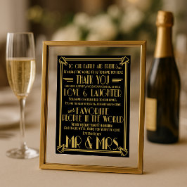 Póster Art Deco Gracias bodas de mesa