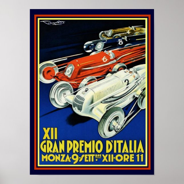 Póster Art Deco Gran Premio D'Italia Poster 12 x 16 (Frente)