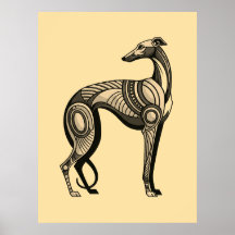 Art Deco Greyhound en paleta de colores vintage