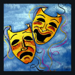 PÓSTER ART DECO HAPPY AND SAD<br><div class="desc">ART DECO HAPPY AND SAD ACRYLIC PAINTING GOLD AND BLUE, INTENSE COLORS ON CANVAS GREAT FOR LIVING ROOM</div>