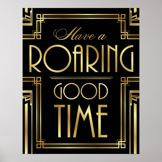 Póster Art Deco HAVE A ROARING GOOD TIME Sign Print (Frente)