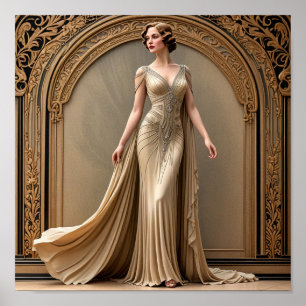 Póster Art Deco Lady