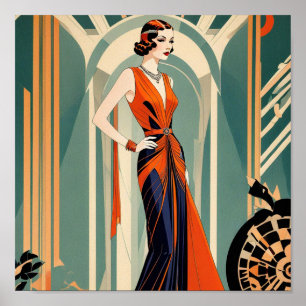 Póster Art Deco Lady