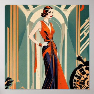 Póster Art Deco Lady