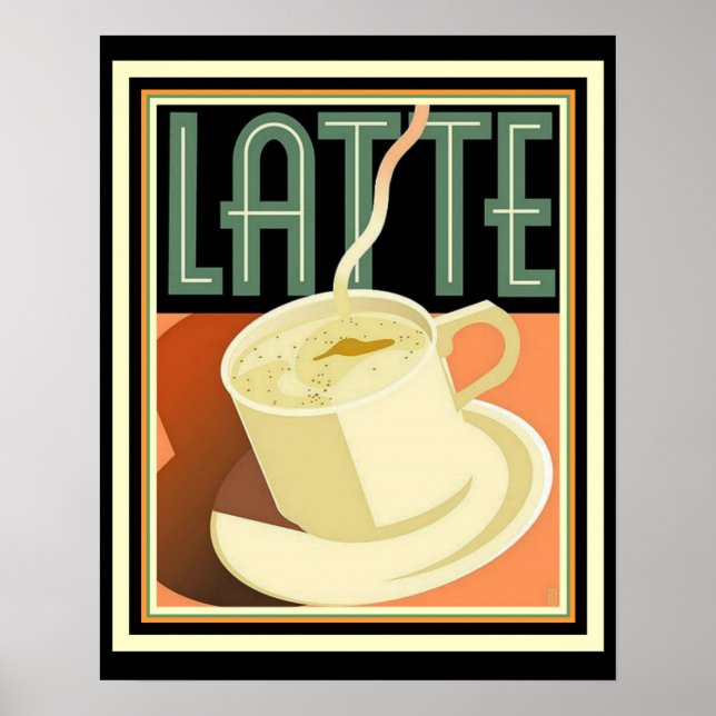 Póster Art Deco Latte Poster 16 x 20 (Frente)
