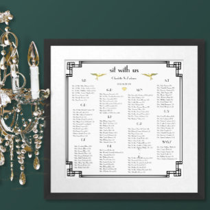 Póster Art Deco Love Bird Old Money Personalizado Boda de