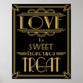 Póster Art Deco Love es una letra dulce