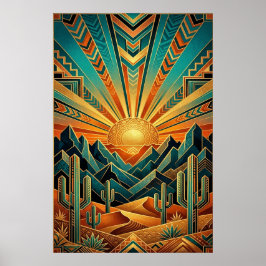 Póster Art Deco Majestic Mesa Poster - Geometric Desert