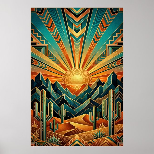 Póster Art Deco Majestic Mesa Poster - Geometric Desert (Frente)
