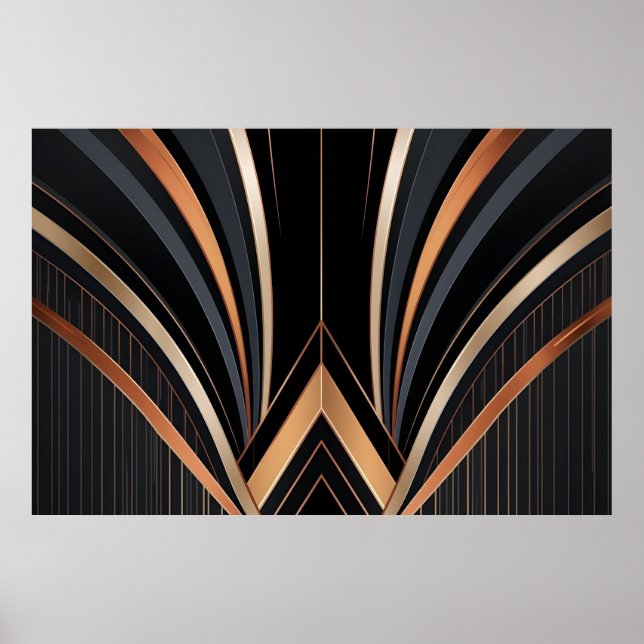 Póster Art Deco Metallic Geometric Elegance (Frente)