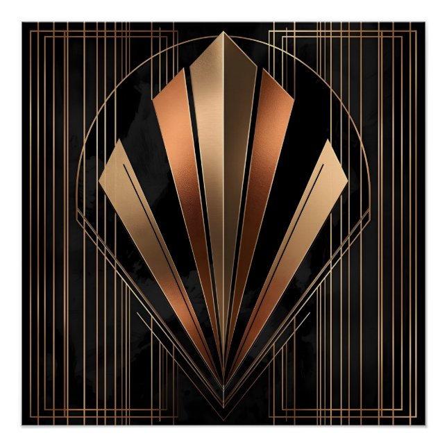 Póster Art Deco Metallic Geometric Elegance (Anverso)