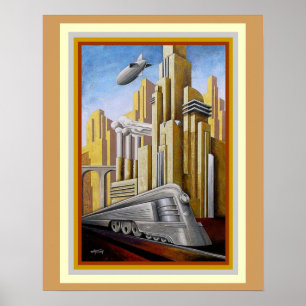 Póster Art Deco Metropolis Theme Poster 16 x 20