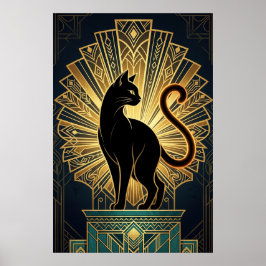 Póster Art Deco Minimal Cat Profile Wall Art