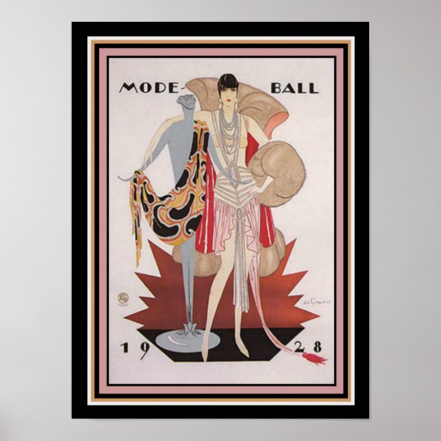 Póster Art Deco Mode Ball 1928 12 x 16 Wall Art (Frente)