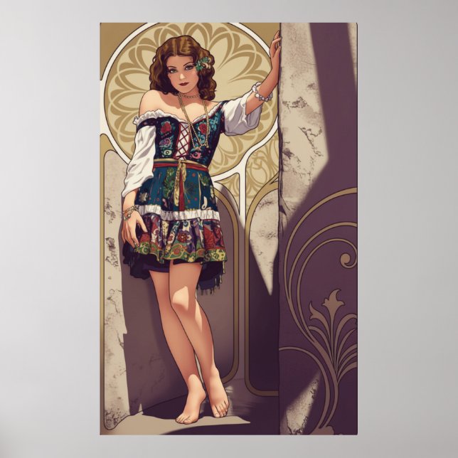 Póster Art Deco - Muchacha campesina (Frente)