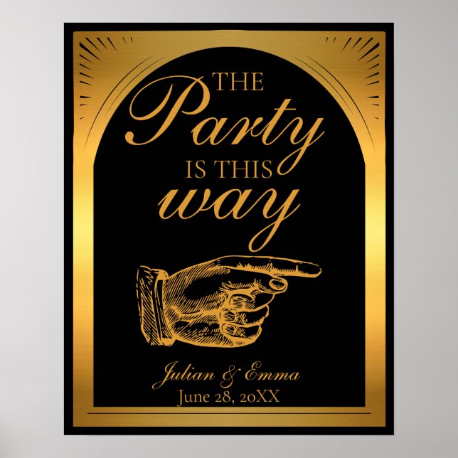 Póster Art Deco Negro y Oro "El Fiesta es así" (Frente)