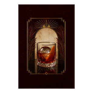 Póster Art Déco Negroni   Hogar Negro Dorado Impri