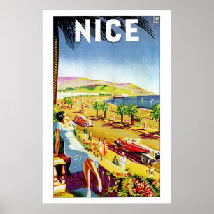 Póster Art Deco Niza Riviera Francesa