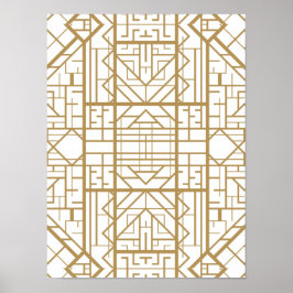 Póster Art Deco, Nouveau, oro, blanco, moda, vintage, ele