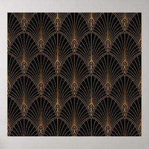 Póster Art deco: patrón geométrico clásico.