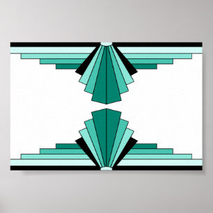 Póster Art Deco Pattern in Greens