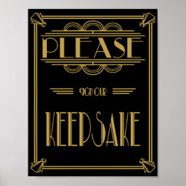 Póster Art Deco Por favor, firme nuestra boda kesake prin