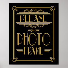 Póster Art Deco Por favor, firme nuestra foto impresa