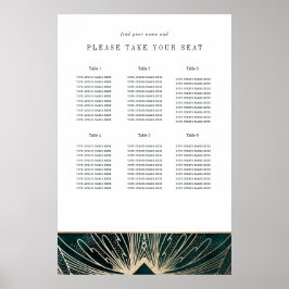 Póster Art deco poster Verde esmeralda y oro