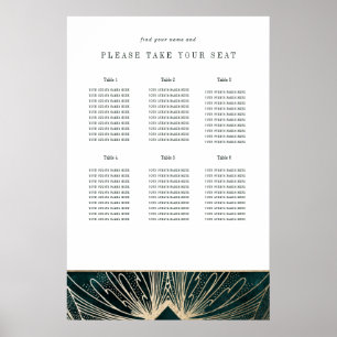 Póster Art deco poster Verde esmeralda y oro