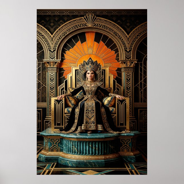 Póster Art Deco Queen Throne Gilded Palace Gold (Frente)