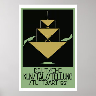 Póster Art déco retro del naïve