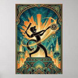 Póster Art Deco Retro Film Strip Cartoon Character