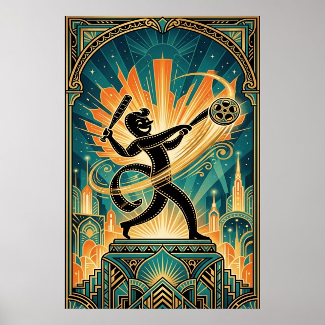Póster Art Deco Retro Film Strip Cartoon Character (Frente)