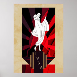Póster Art Deco retro vintage 1938 Mujer