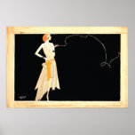 Póster Art Deco ~ Roaring 20s Flapper Chica<br><div class="desc">¡Donde hay humo, hay fuego! Una chica de la Edad de Oro del Jazz, de los años 20, vestida a la moda y sofisticada pelirroja, se pone de pie con una mano en la cadera y un cigarrillo en el otro, mientras que un chorro de humo forma una línea decorativa...</div>