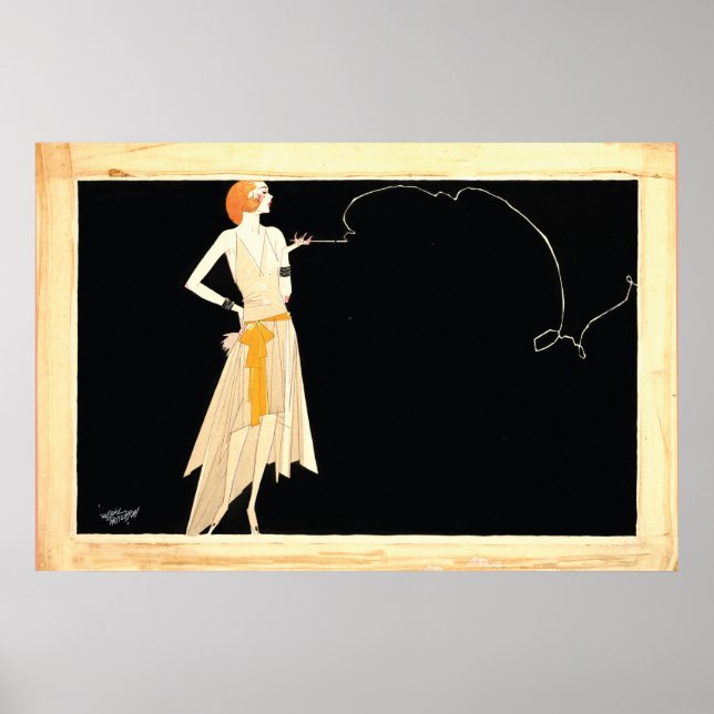 Póster Art Deco ~ Roaring 20s Flapper Chica (Frente)