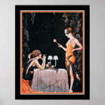 Póster Art Decó Roaring Twentis Flappers<br><div class="desc">Parisiense,  Art Deco,  con una impresión de dos pantuflas de 20 años. 11x14 mostrado aquí. Disponible en otros tamaños.</div>