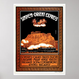 Póster Art déco Simplon Oriente Atenas expresa del