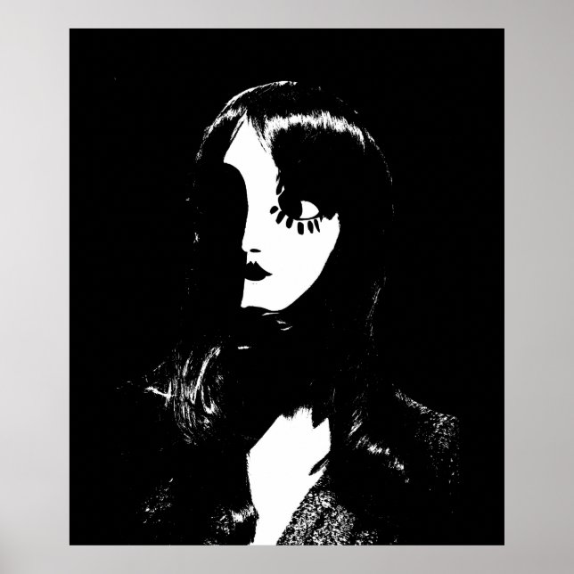 Póster Art Deco - Sin City Style Woman - Blanco y negro (Frente)