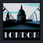 Póster Art Deco St Pauls, Londres<br><div class="desc">Un anuncio Art Deco inspirado en la imagen de Londres. Con la Catedral de St Pauls vista desde el Puente del Milenio.</div>