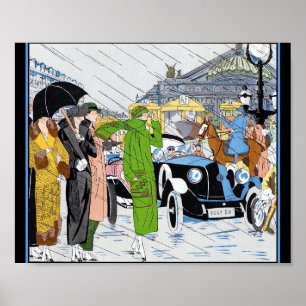 Póster Art Deco Street Scene