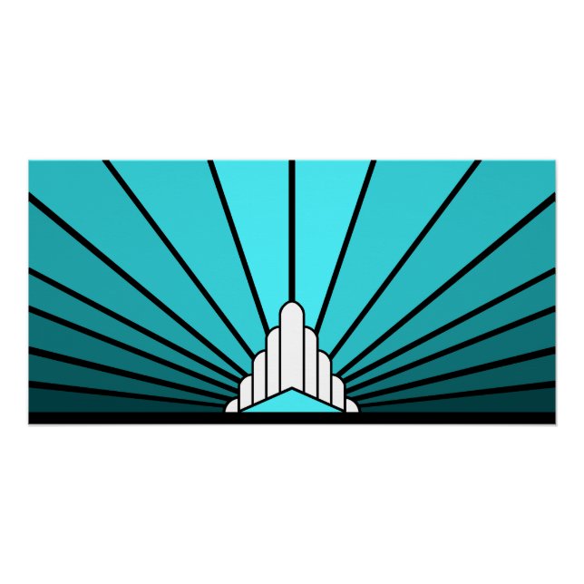 Póster Art deco sun aqua (Anverso)