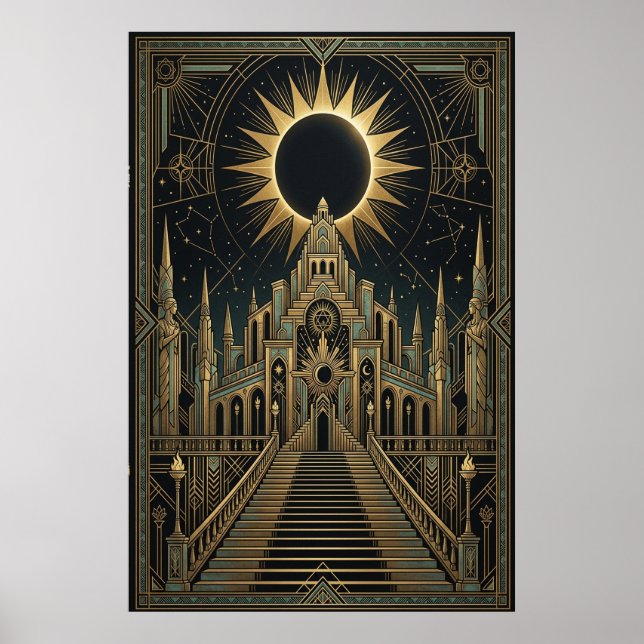 Póster Art Deco Total Eclipse Palace Poster | Gold Teal  (Frente)