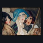 Póster Art Deco Tres mujeres bajo un paraguas<br><div class="desc">Fecha:1920. Tres mujeres bajo un paraguas de la artista danesa Gerda Wegener. Acuarela. Estilo Art Nouveau (moderno),  Art Deco.</div>