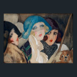 Póster Art Deco Tres mujeres bajo un paraguas<br><div class="desc">Fecha:1920. Tres mujeres bajo un paraguas de la artista danesa Gerda Wegener. Acuarela. Estilo Art Nouveau (moderno),  Art Deco.</div>