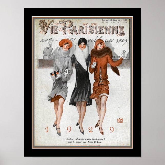 Póster Art Deco Vie Parisenne 1929 Año Nuevo (Frente)
