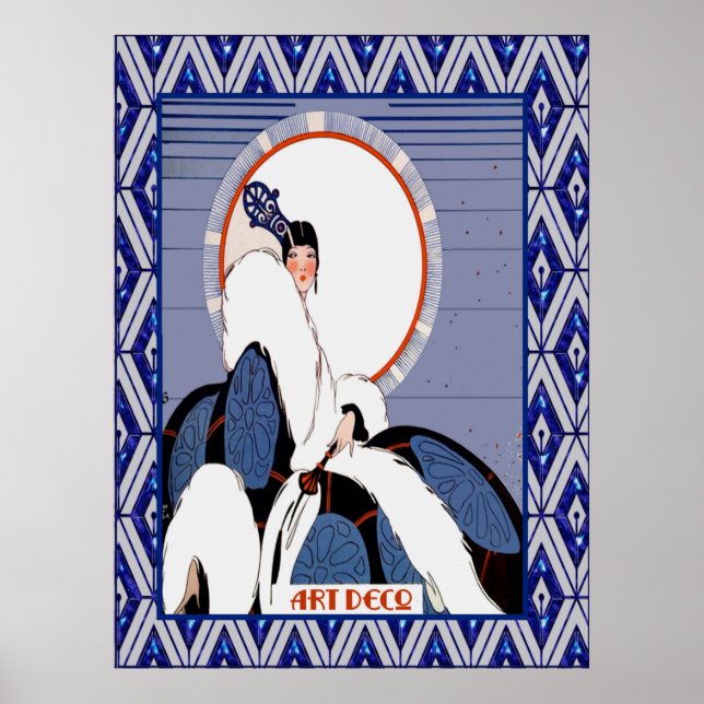 Póster Art Deco Vintage (Azul) (Frente)