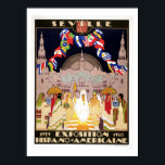 Póster Art Deco vintage Expo Hispanoamericano Sevilla<br><div class="desc">Retorcido y colores restaurados, hasta cualquier tamaño. Poster de publicidad para la exposición hispano-americana (hispano), realizada en 1929-1930 en Sevilla (Sevilla), España. En el poster: varias mujeres con vestimenta tradicional (entre ellas Maya, Inca, Azteca), banderas de condados de habla hispana y portuguesa alrededor del mundo, siluetas de edificios (religiosos) en...</div>