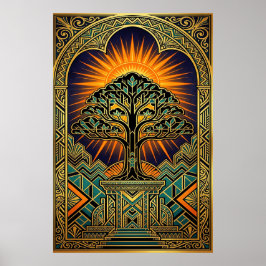 Póster Art Deco Vintage Film Reel Monument Gold