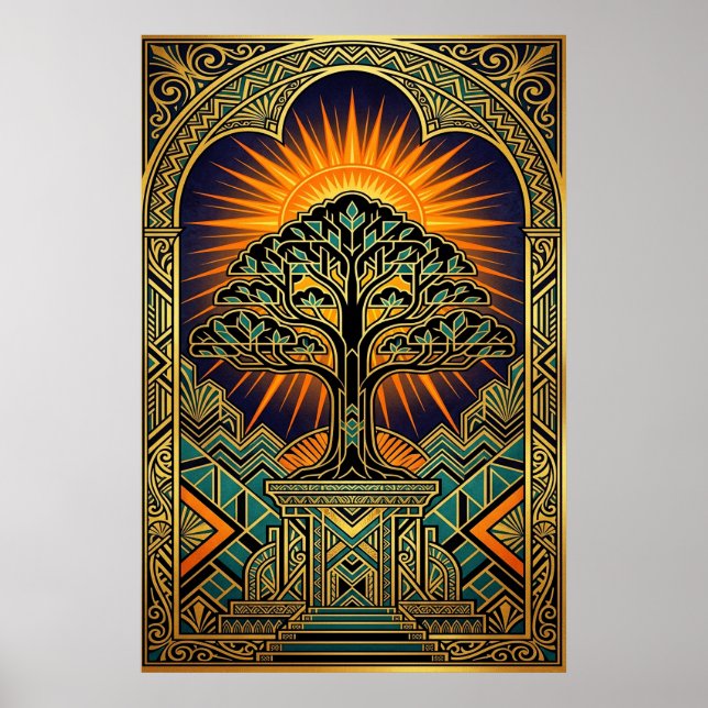 Póster Art Deco Vintage Film Reel Monument Gold (Frente)